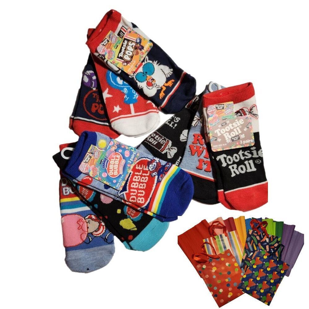 Tootsie Blow Pop Candy Bubble Gum Retro No-show 9 pr set Socks Kids Sz 11-4 NWT#
